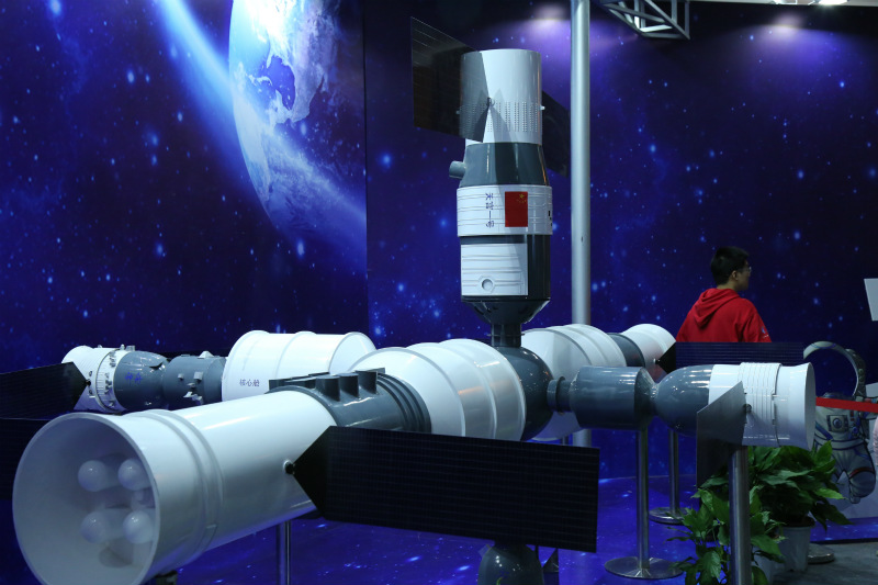 载人空间站模型，描绘出未来航天事业的蓝图