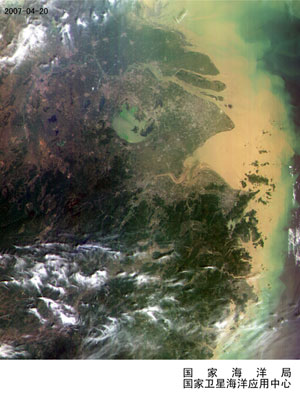 海洋一号B卫星第一轨遥感影像成功接收