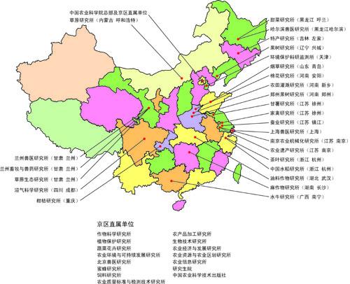 中国农业科学院各研究所分布图